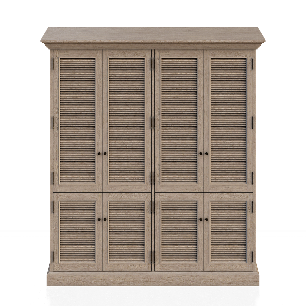Vintage Wooden Wardrobe 3D Model – Detailed Gray Wood