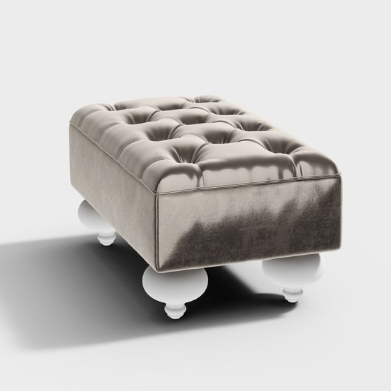 Vintage Leather Footstool 3D model