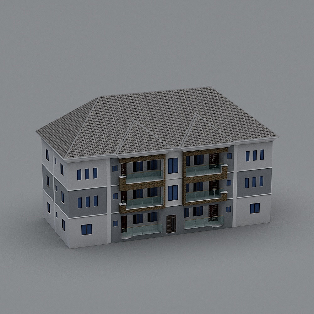 Stylish Low-Polygon Multi-Story Apartment 3D model