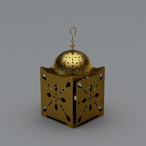 Beautiful Golden Decorative Lantern 3D model