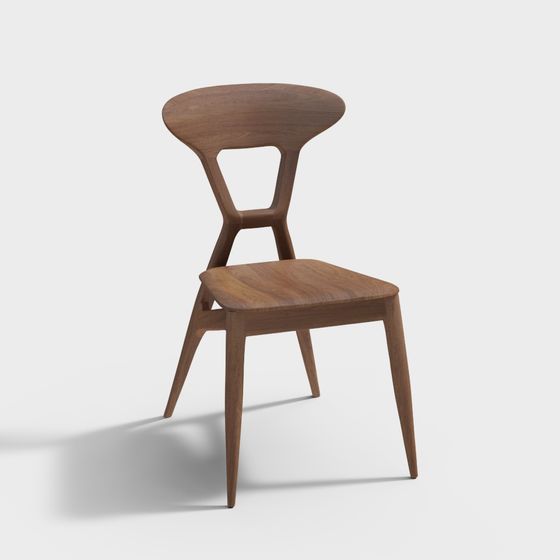 Artistic Minimalist Chair 3D Model – Wood Design