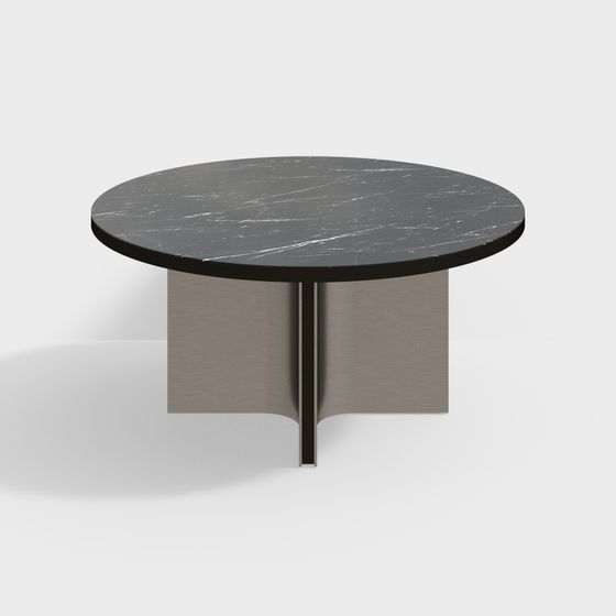Black and White Root Marble Round Table 3D Model in Beige