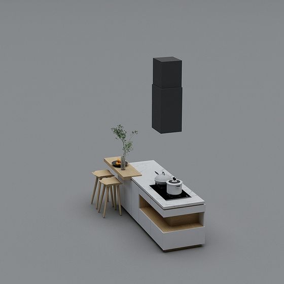 Elegant Low-Polygon Kitchen Design 3D model