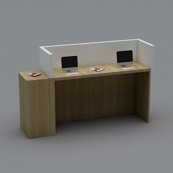 Sleek Reception Desk 3D model for Modern Offices