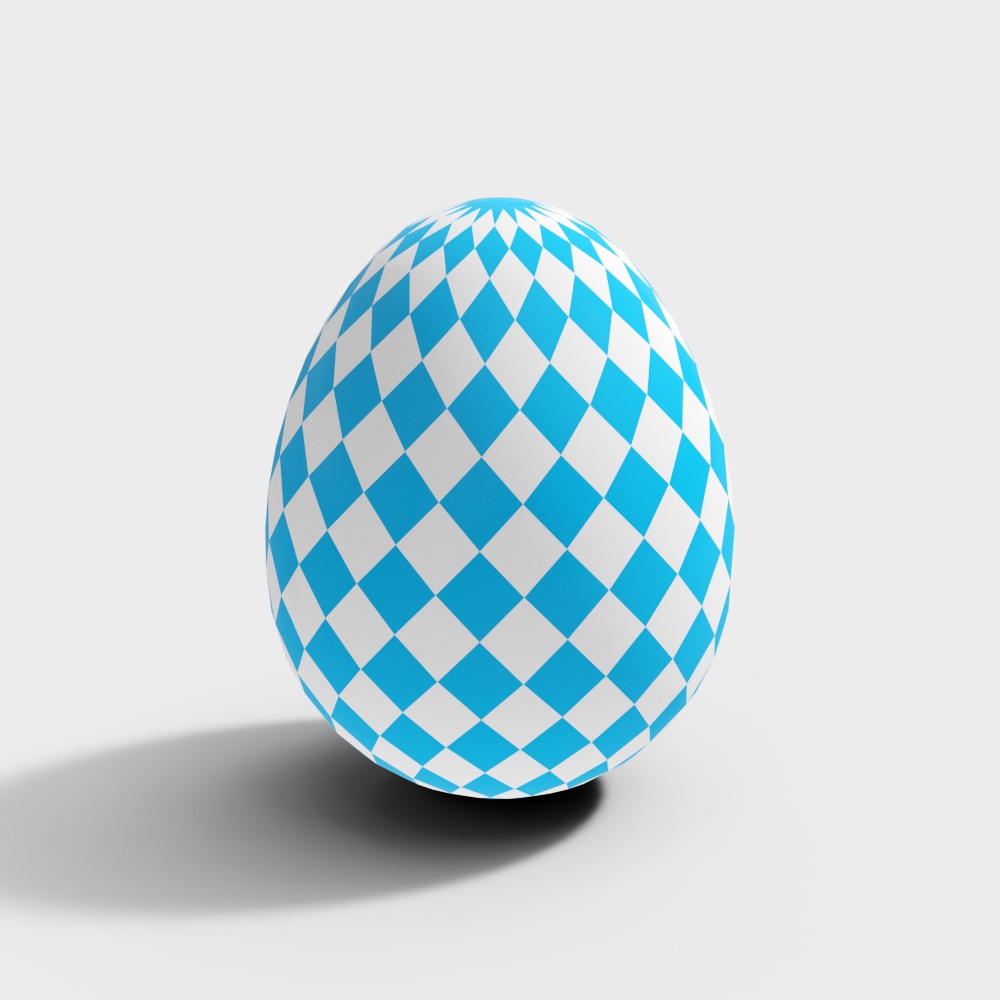 Checkered Egg Low-Poly 3D Model – Blue & White Pattern