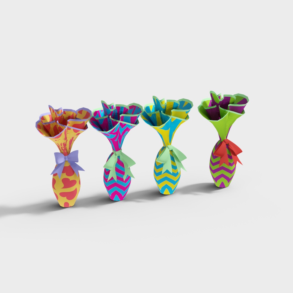 Colorful Paper Vase 3D model for Vibrant Designs