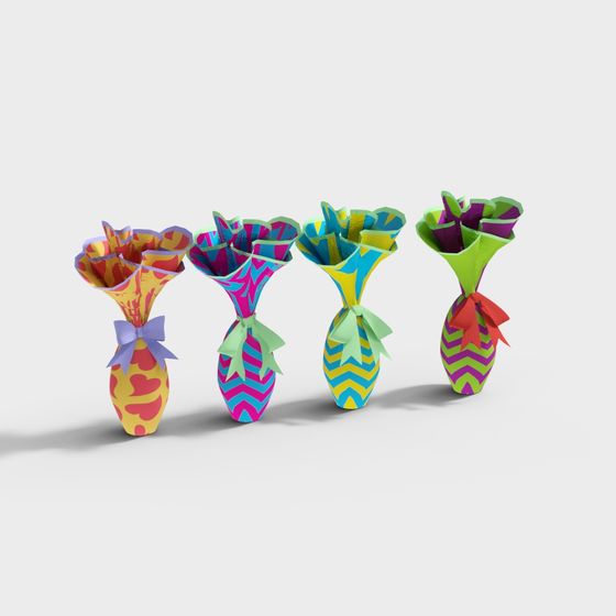 Vibrant Colorful Paper Vase 3D model for Creative Projects