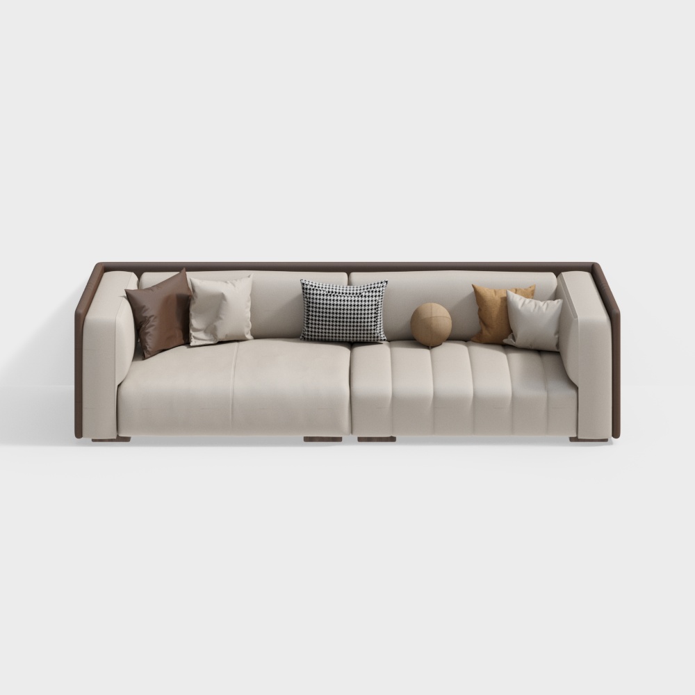 Minimalist Style Leather Sofa for Four