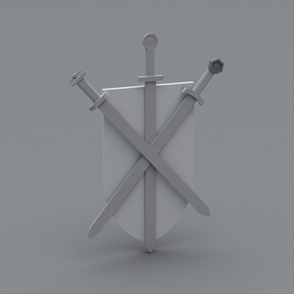 Medieval Sword and Shield 3D model (Low-Poly Design)