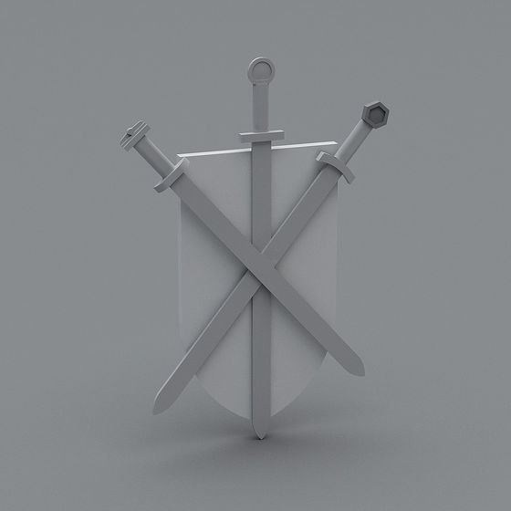 Medieval Sword and Shield 3D model (Low-Poly Design)