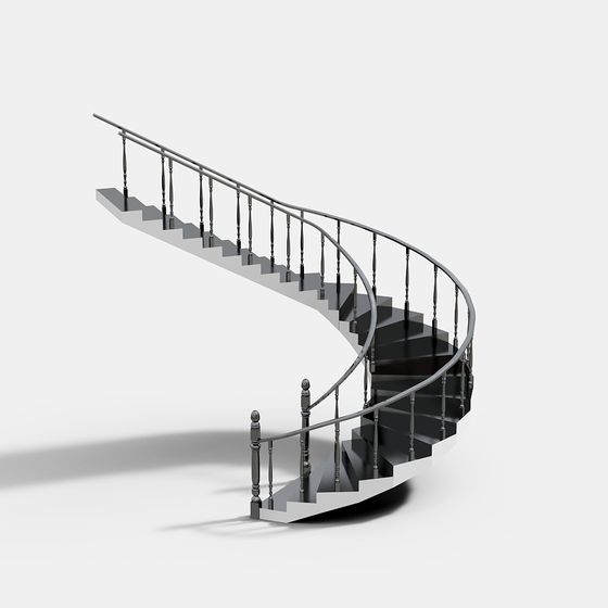 Stylish Low-Poly Spiral Staircase 3D Model for Creative Projects