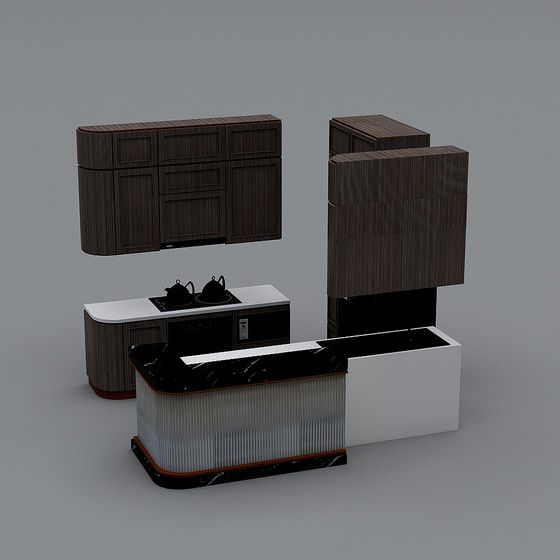 Modern Kitchen 3D model Set for Contemporary Spaces
