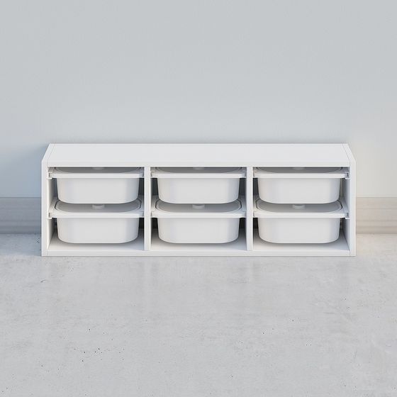 Minimalist White Storage Cabinet 3D model