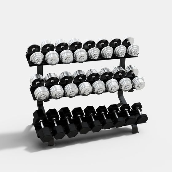 Low Poly Dumbbell Rack 3D model
