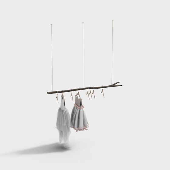 Hanging Branch Clothes Rack 3D model