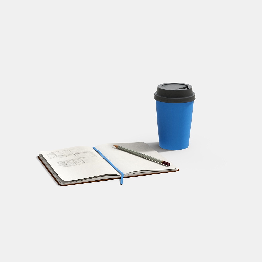 cuaderno de notas moderno lápiz café