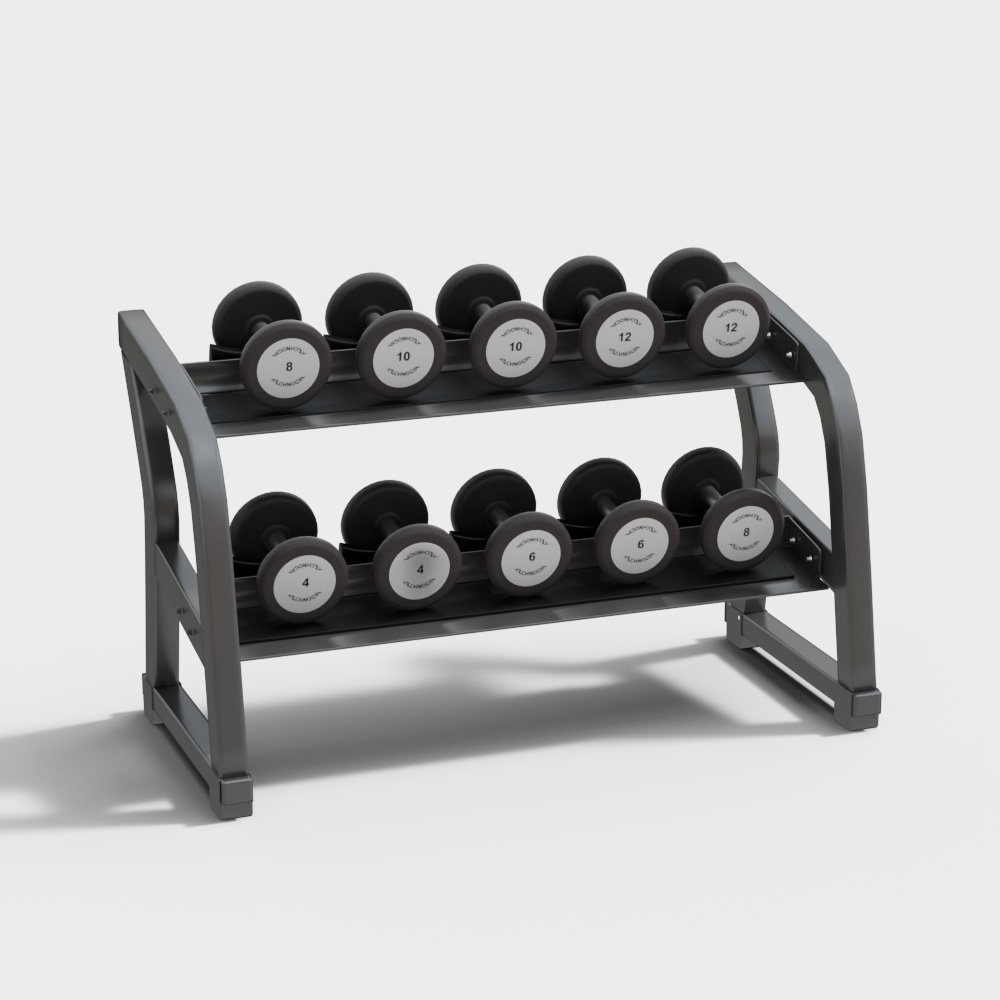 Modern Dumbbell Rack 3D Model – Fitness Equipment