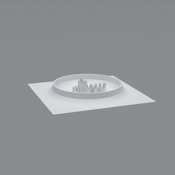 White circular recessed ceiling light with textured spikes on grey background