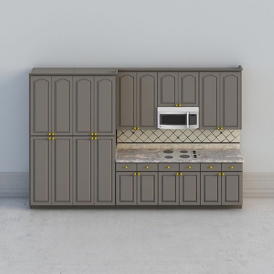 Stylish American Kitchen Cabinet 3D model