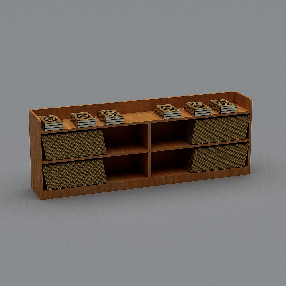 Stylish Low-Poly Bookshelf 3D model
