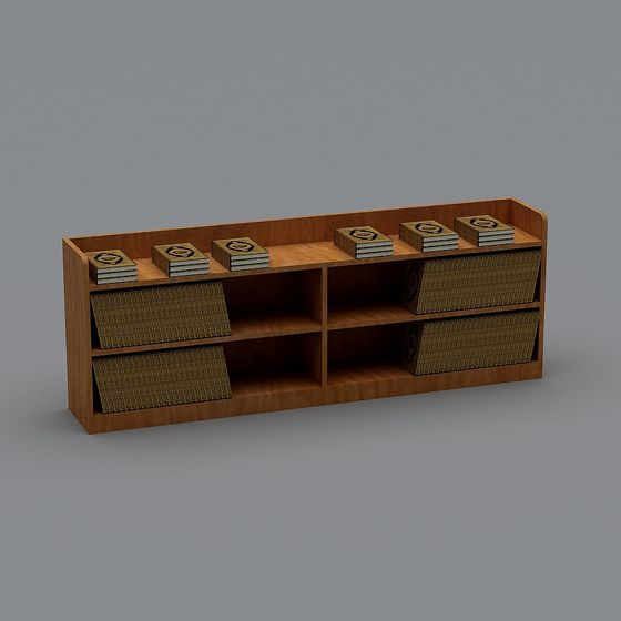 Stylish Low-Poly Bookshelf 3D model