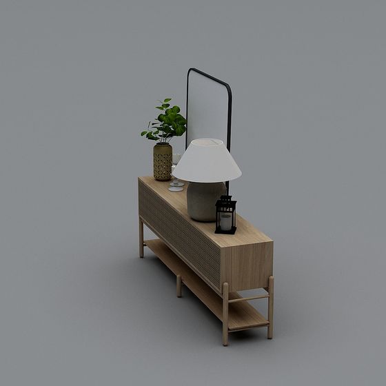 Stylish Wooden Side Cabinet 3D model for Contemporary Interiors