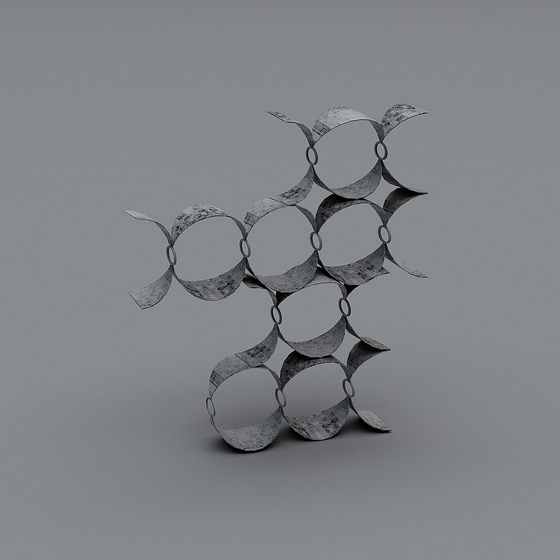 Futuristic Low-Poly Metal Sculpture 3D model