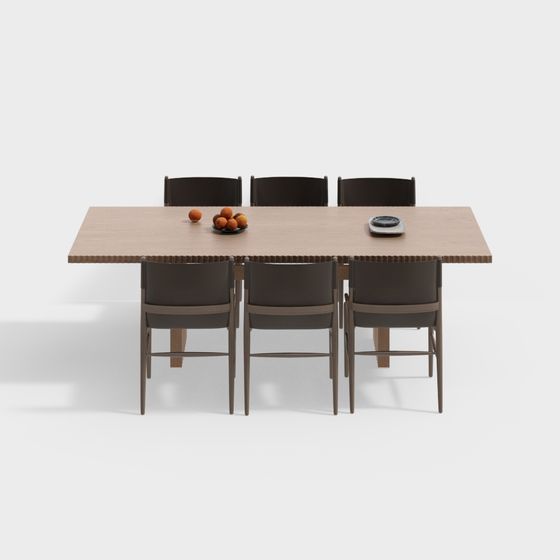 Modern Minimalist Dining Table and Chair Set 3D model