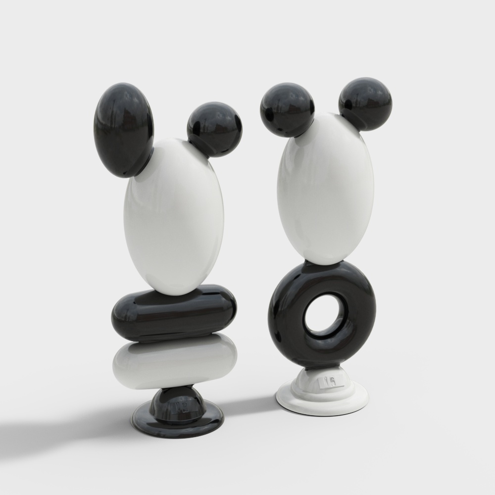 Balance Partners 3D Model – Black & White Geometric Art
