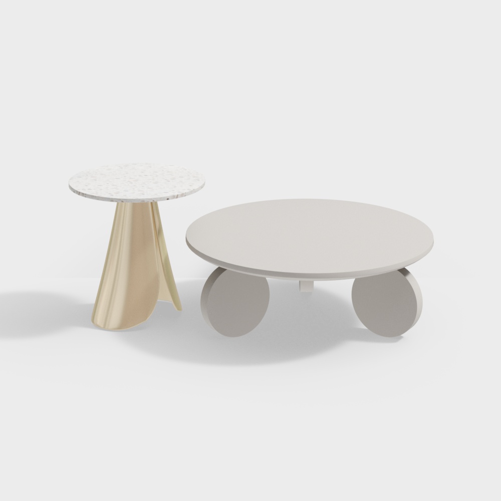 Baisheng cream style terrazzo plate metal living room coffee table combination Rhine BSNB1709A