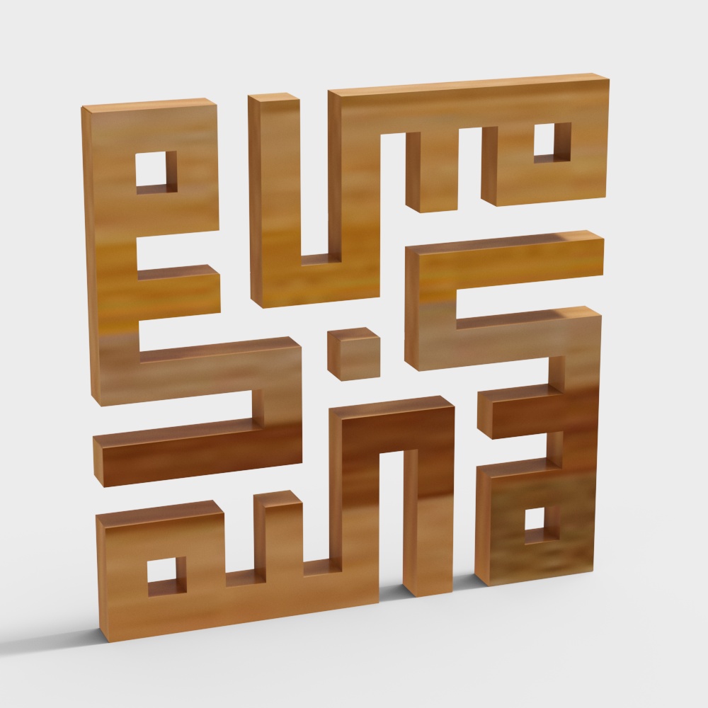 Gold Metallic 3D Letter Sculpture Model