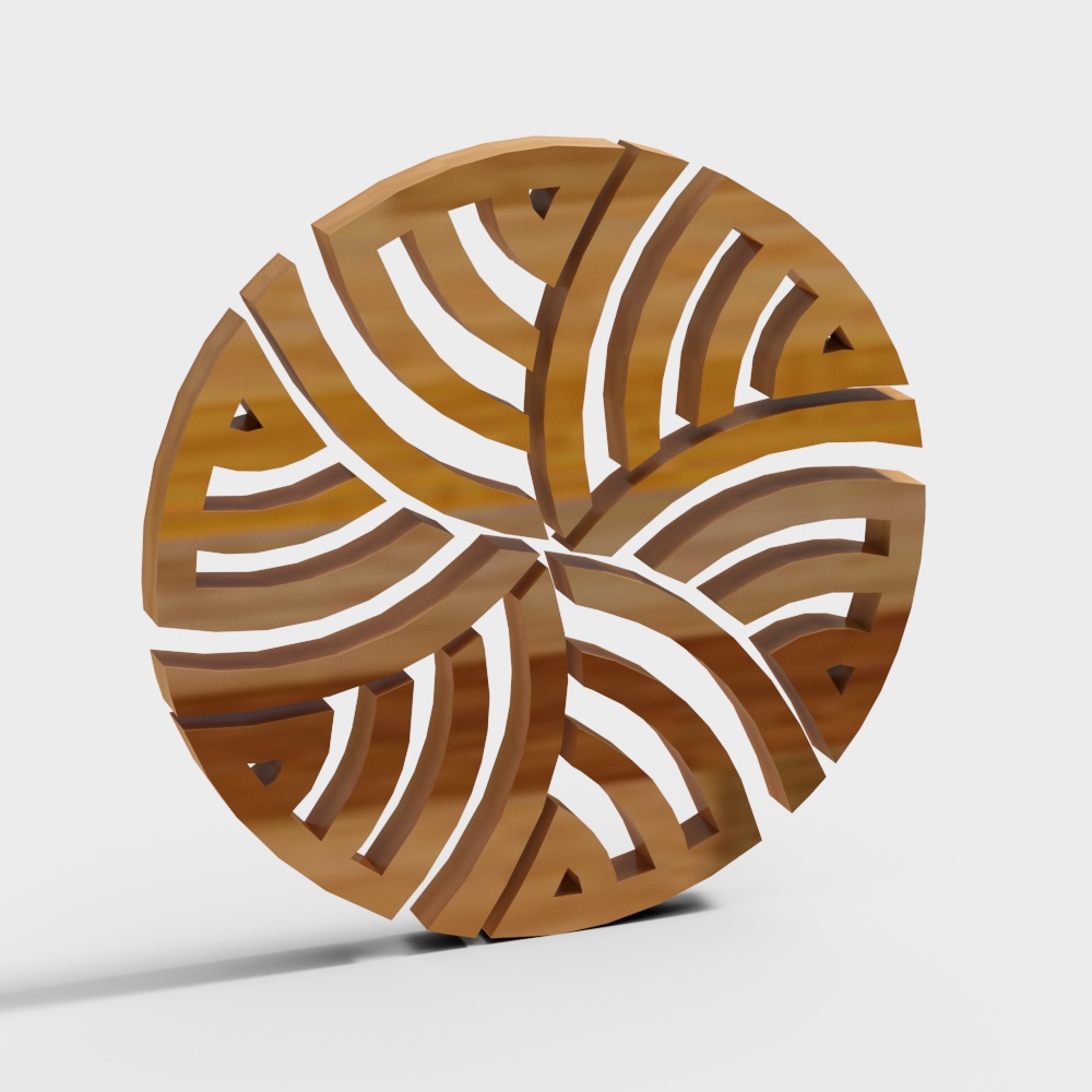 Spiral Eye 3D Model – Low-Poly Golden Metal Design