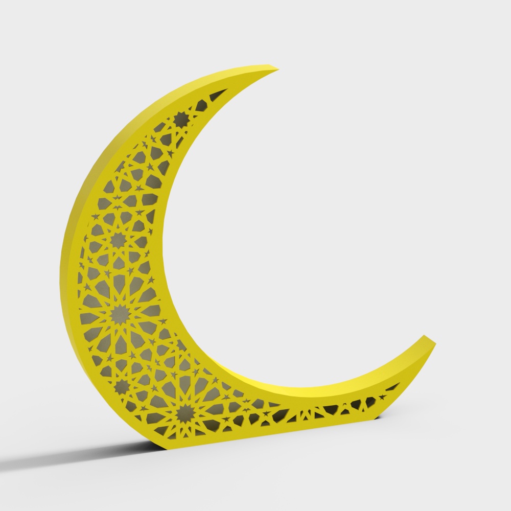 Moon Window 3D Model – Low-Poly Arabic Design