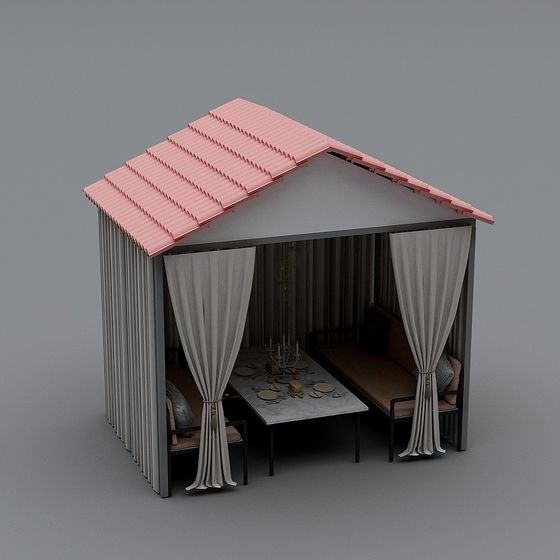 Urban Oasis 3D Model - City Rest Pavilion