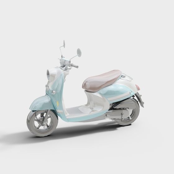 Modern Electric Car 3D Model in Blue Color