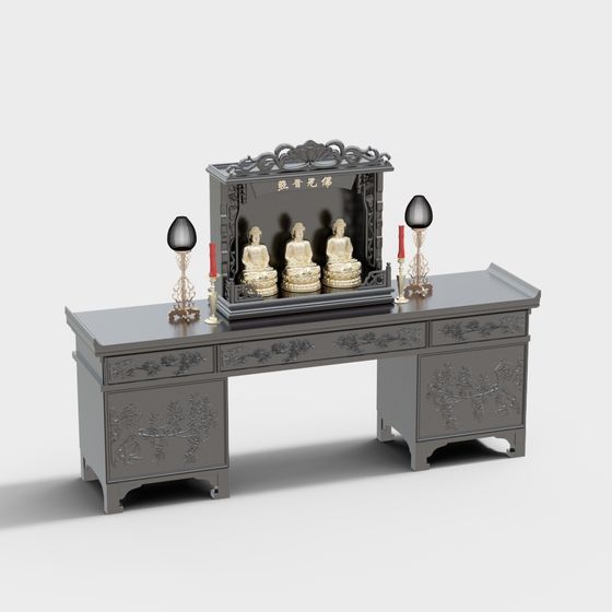 Zen Buddhist Altar Table 3D model