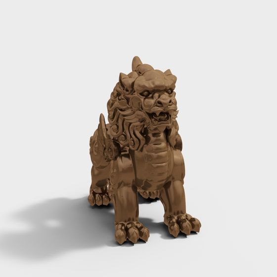 Low-Polygon Guardian Lion 3D Model