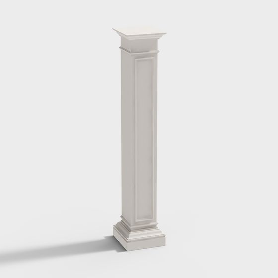 White Simple European Roman Columns 3D Model