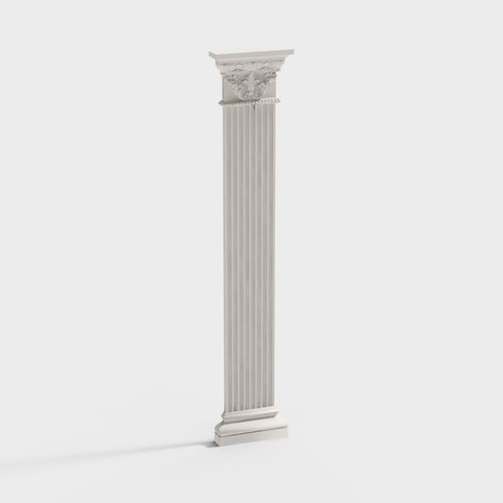 Simple European Roman Columns 3D Model in Gray