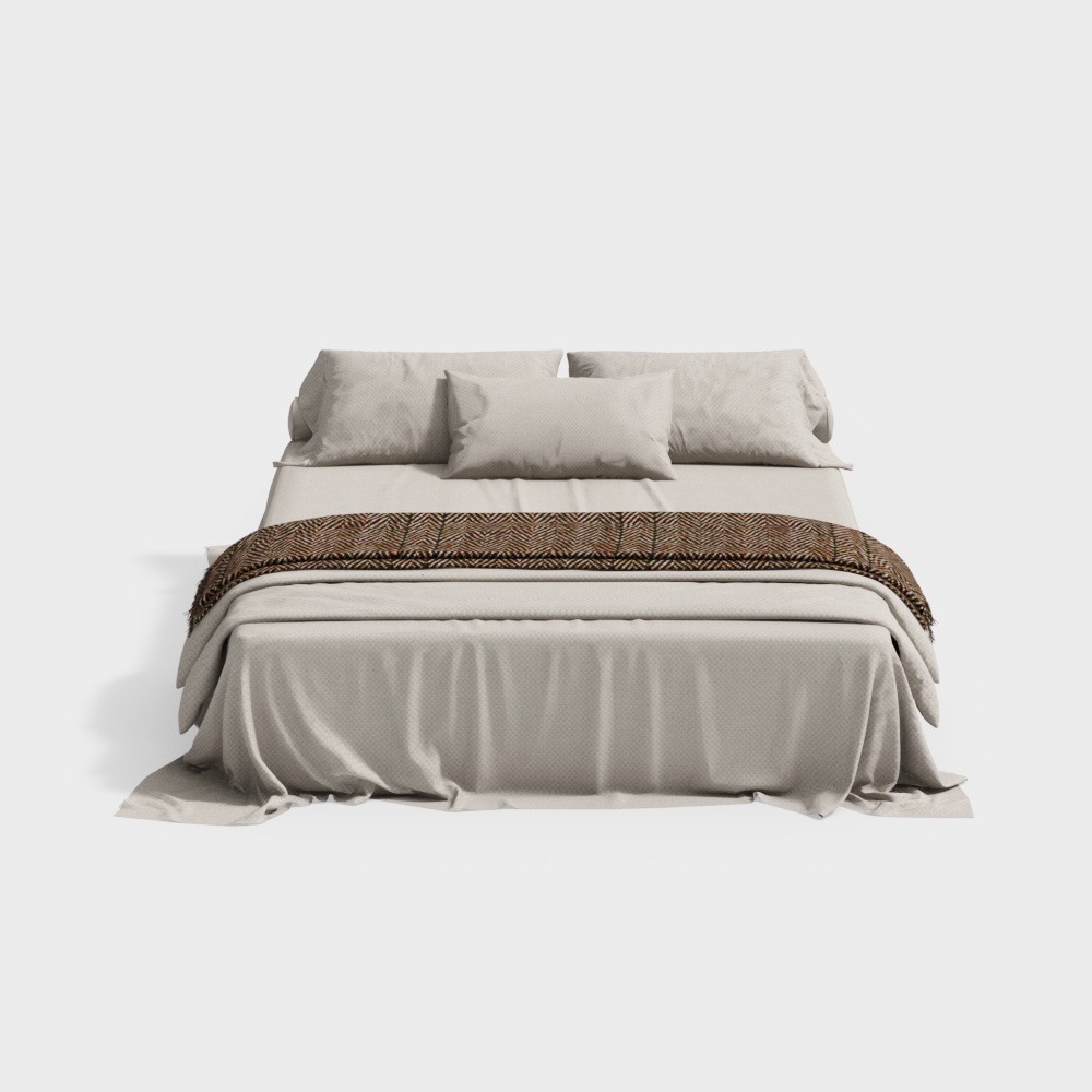 Elegant Low-Poly Bed 3D Model – Modern Interior Design