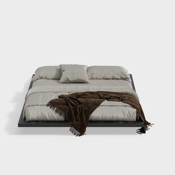 Двуспальная кровать без спинки в стиле ваби-саби