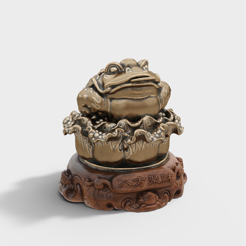 Wealthy Golden Toad 3D model - Oriental Symbol of Prosperity