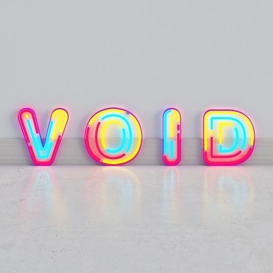 Purple Luminous Text Void 3D Model