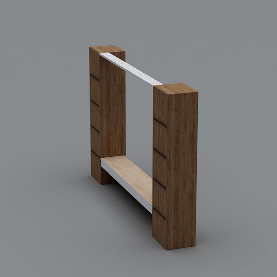 Stylish Wooden Bookshelf 3D model