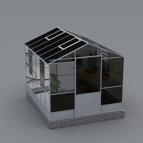 Vibrant Low-Poly Greenhouse 3D model