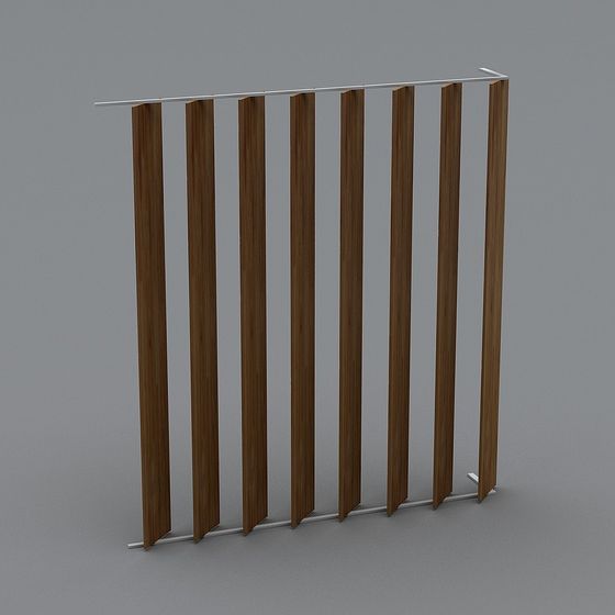 Stylish Wooden Louvered Window 3D model