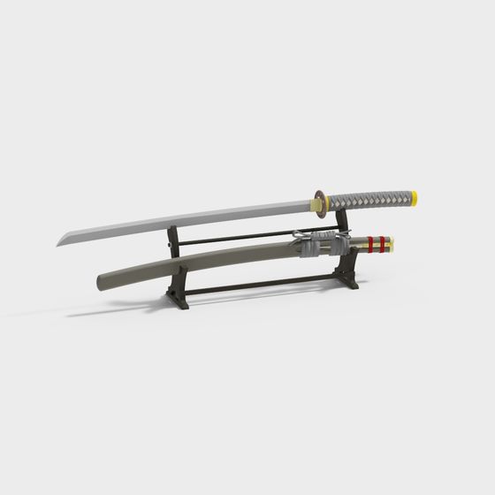 Elegant Samurai Sword 3D Model