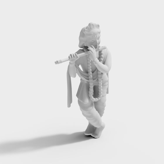 Low Poly Flute Player 3D model