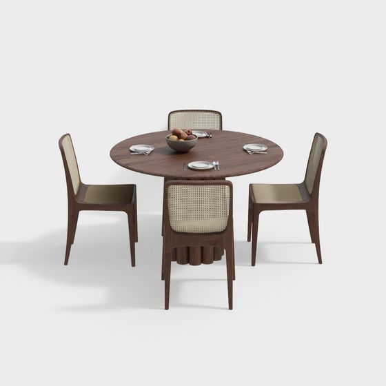 Stylish Dining Table and Chair Set 3D model