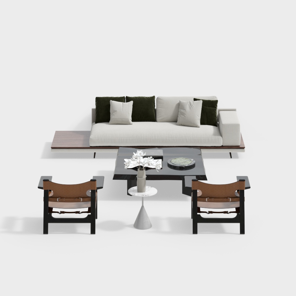 Wabi-Sabi Style Living Room Sectional Sofa